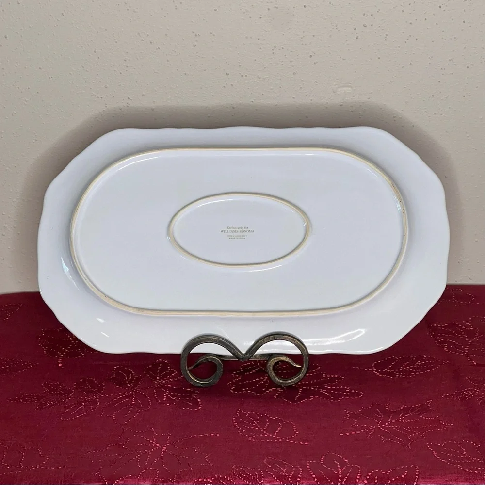 Williams Sonoma Gold and White Holiday Decor Tray 15.5” X 9”